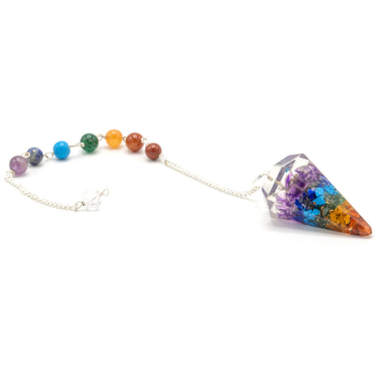 Orgonite Rainbow Chakra Pendulum
