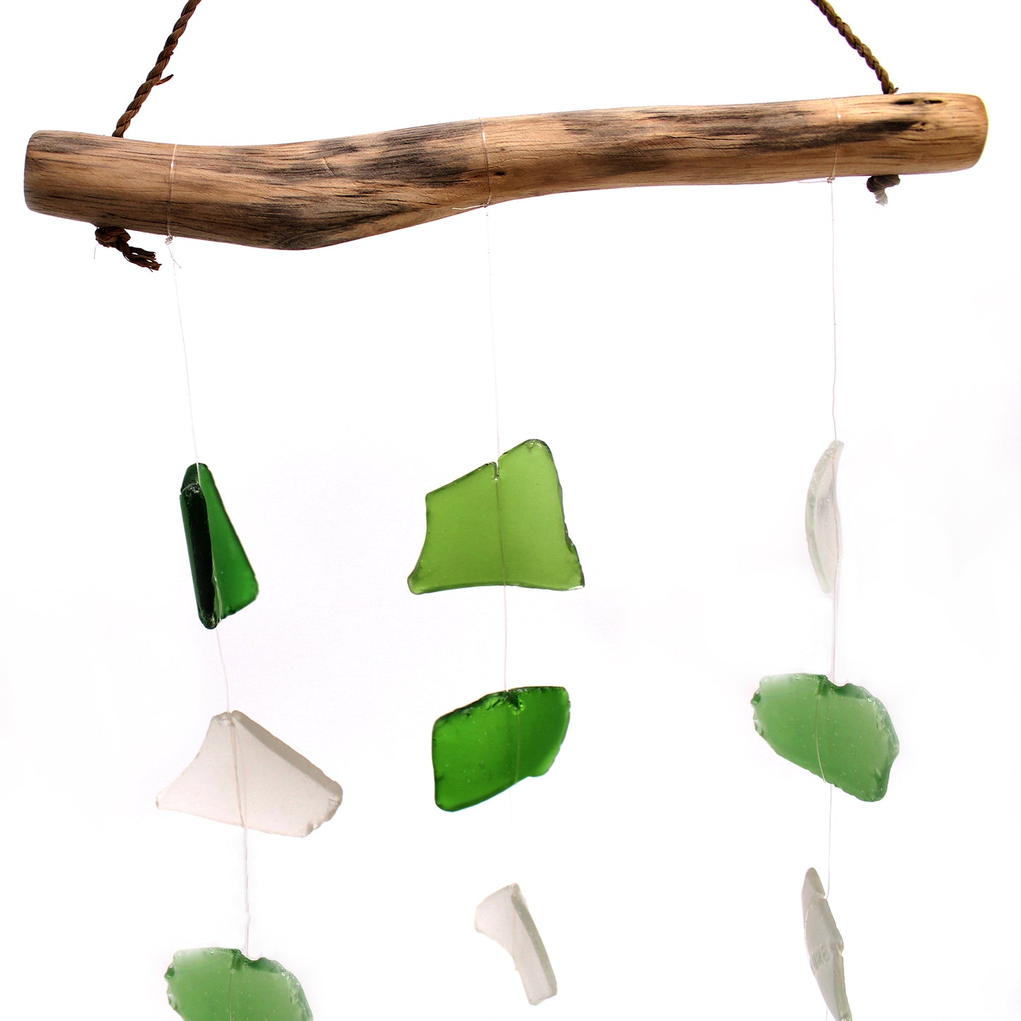 Green & White Recycled Glass Wind Chime