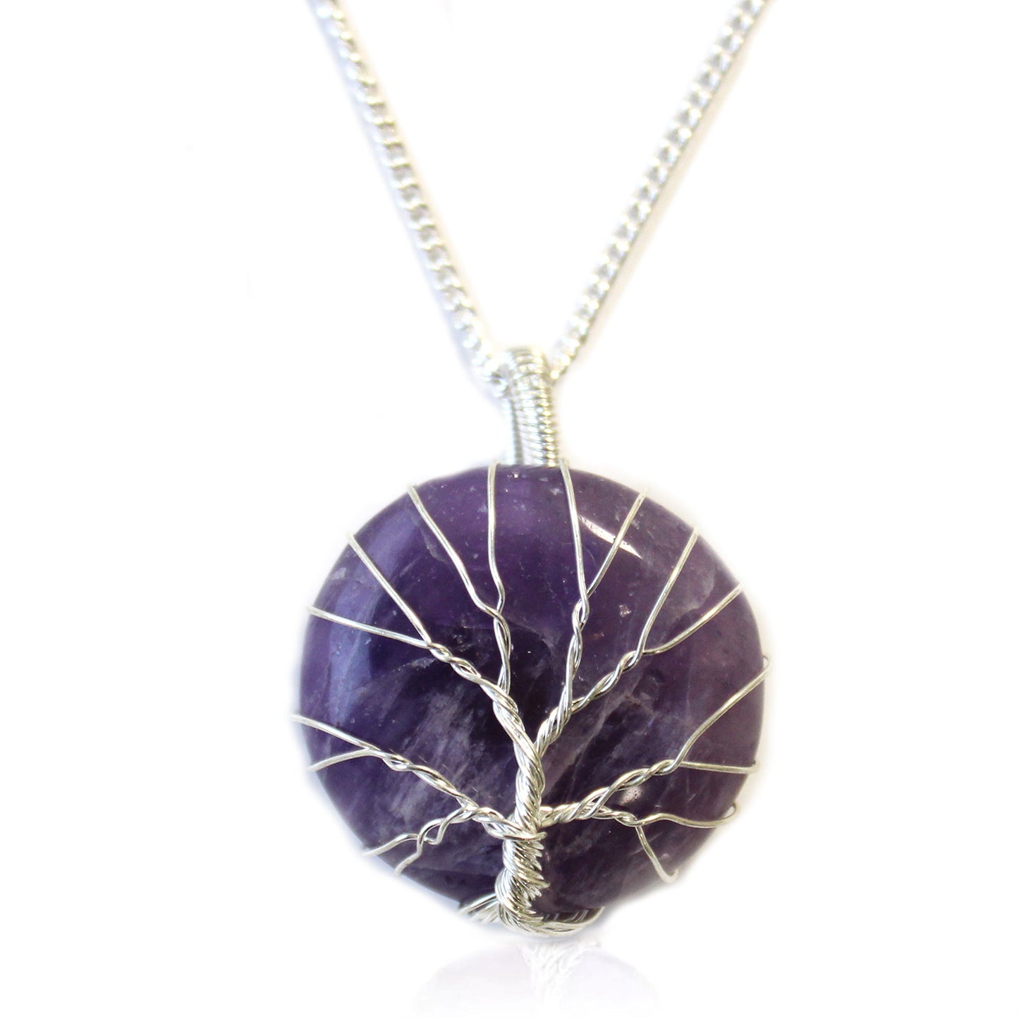 Tree of Life Wrapped Crystal Necklace