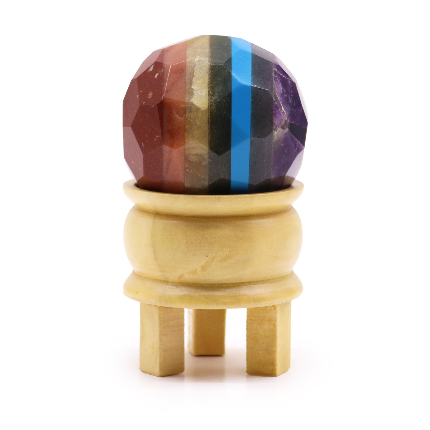 7 Chakras Healing Faceted Crystal Ball & Stand