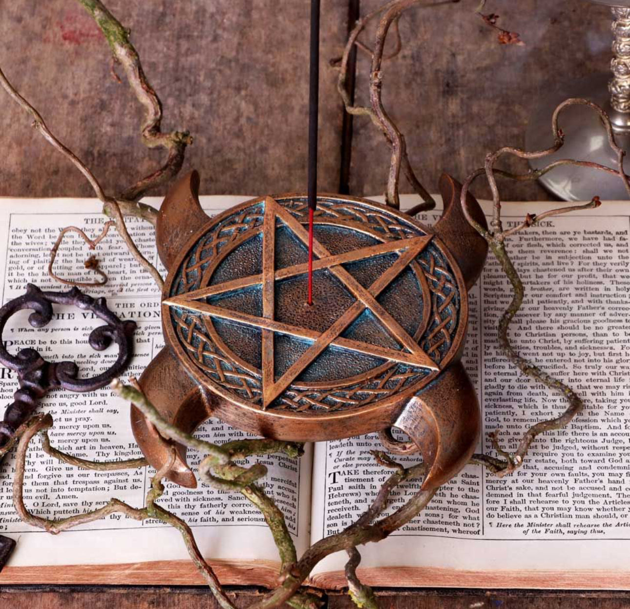 Triple Moon Pentagram Incense Holder