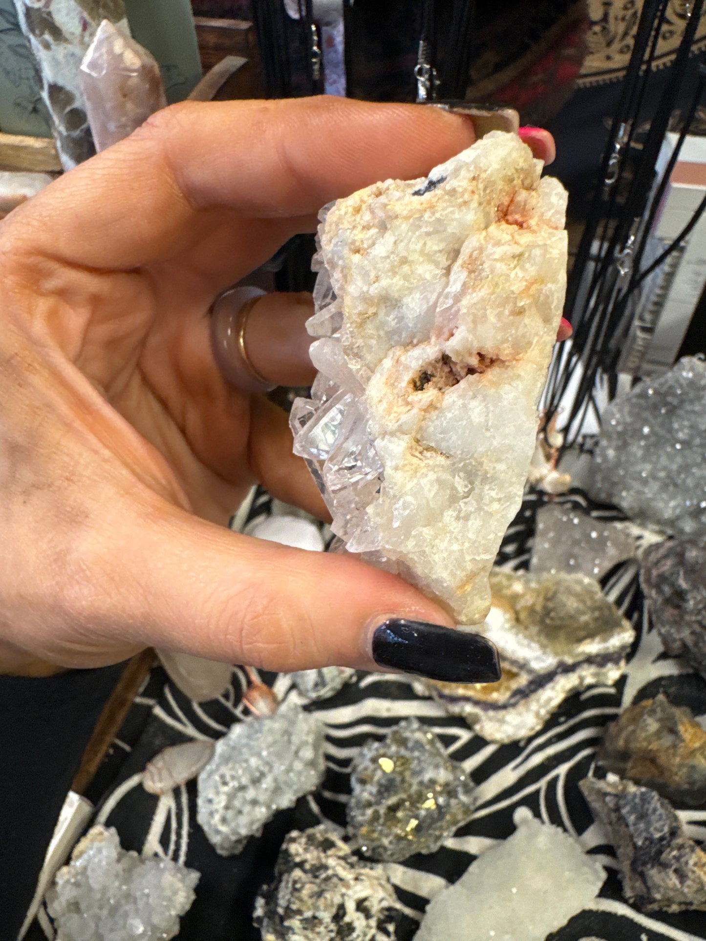 Quartz & Calcite Cluster with Tourmaline