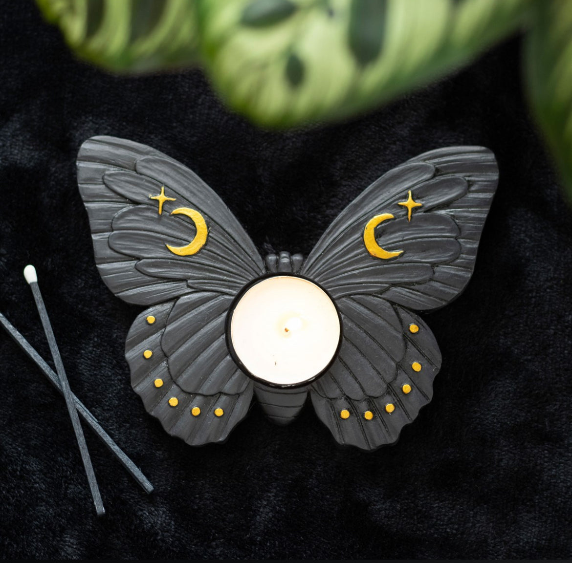 Black Moth Tealight Holder
