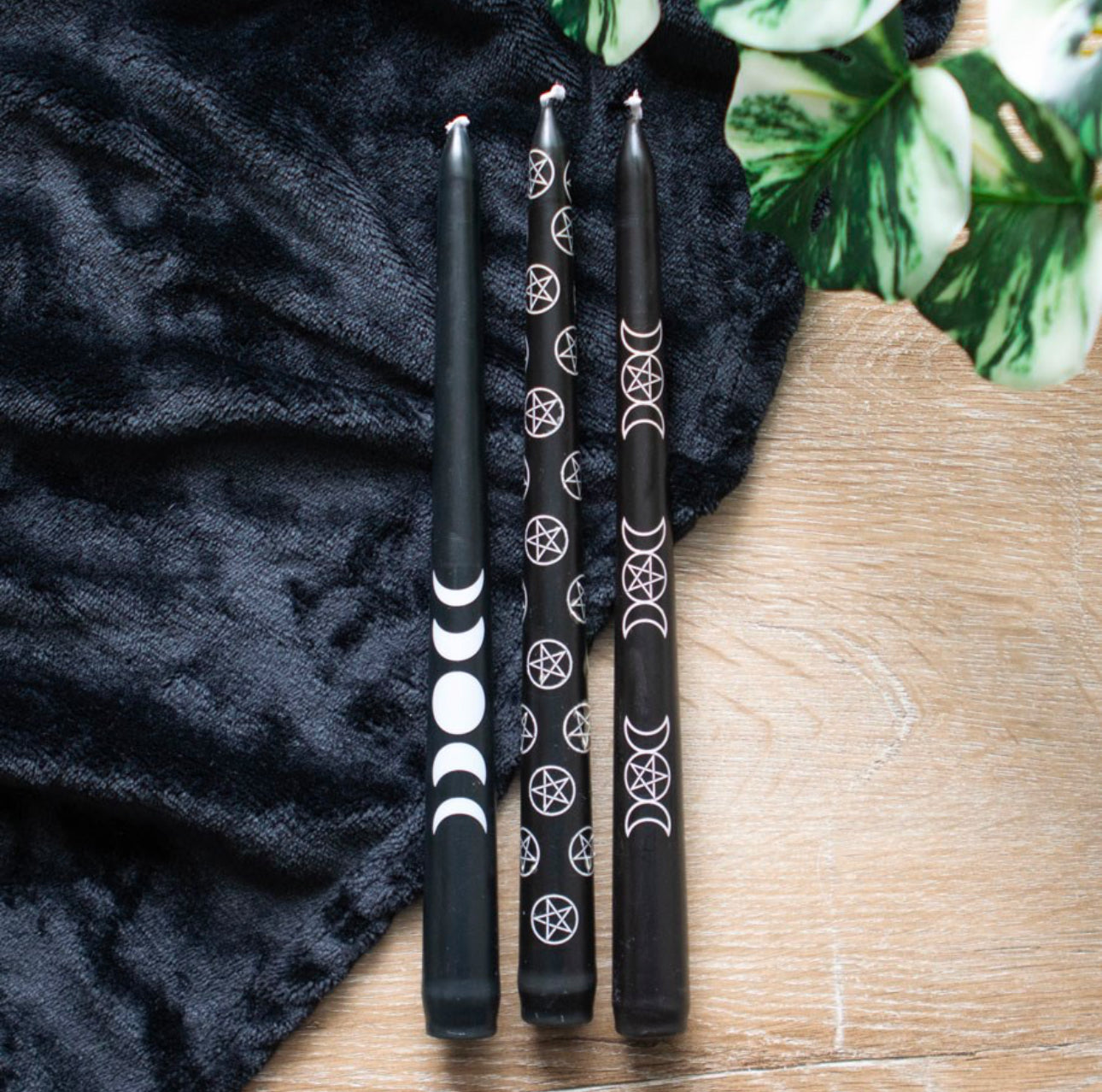 Set of Three Black Magic Taper Candles