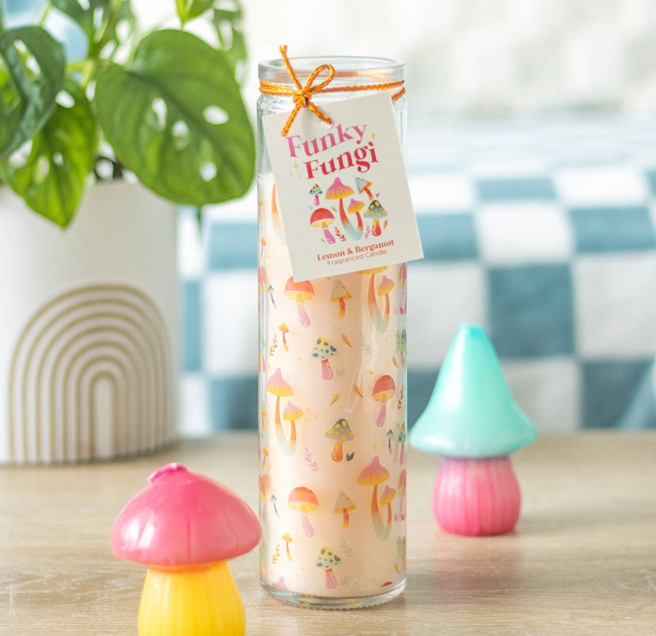 Funky Funghi Mushroom Tube Candle Lemon & Bergamot Scent