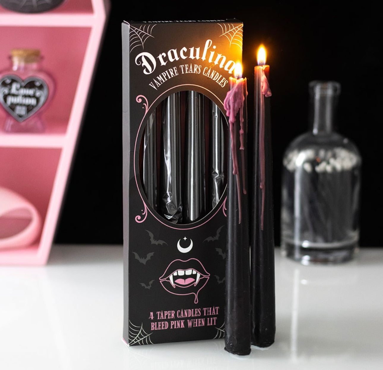 Set of 4 Pink Vampire Bleeding Candles