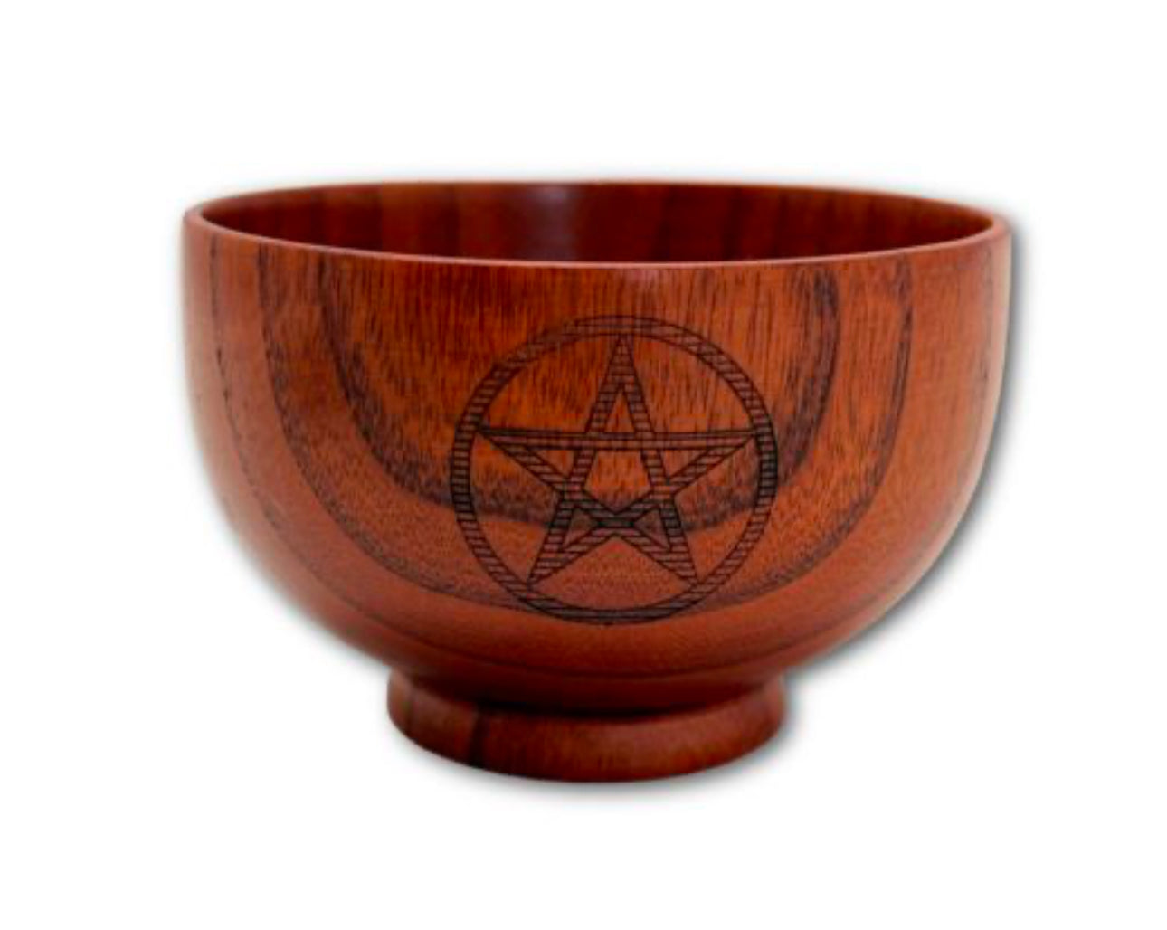 Wooden Offering Bowl with Pentagram Carving