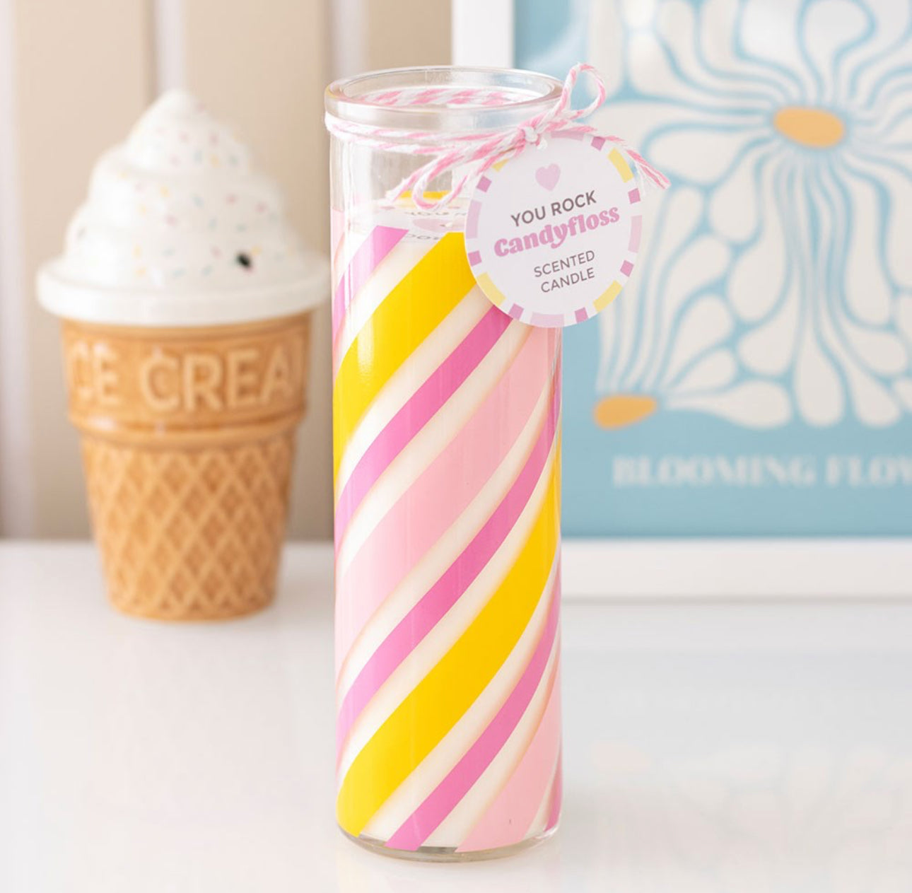 Candy Stripe Candyfloss Scent Tube Candle