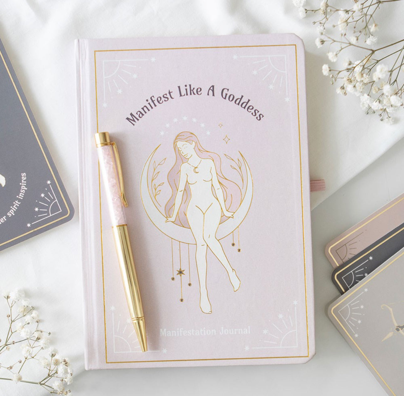 Goddess Energy Manifestation Journal with Rose Quartz Pen