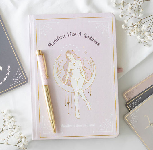 Goddess Energy Manifestation Journal with Rose Quartz Pen