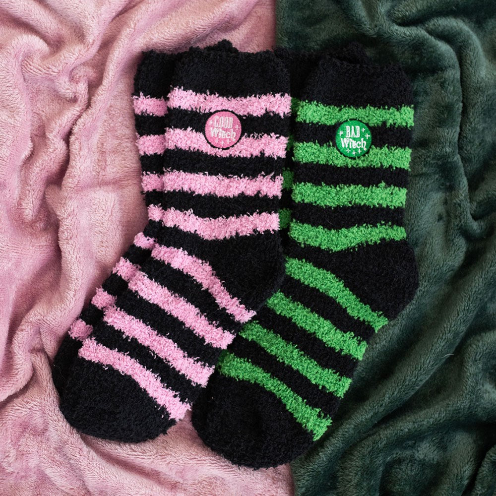 Set of Two Good Witch Bad Witch Fuzzy Socks