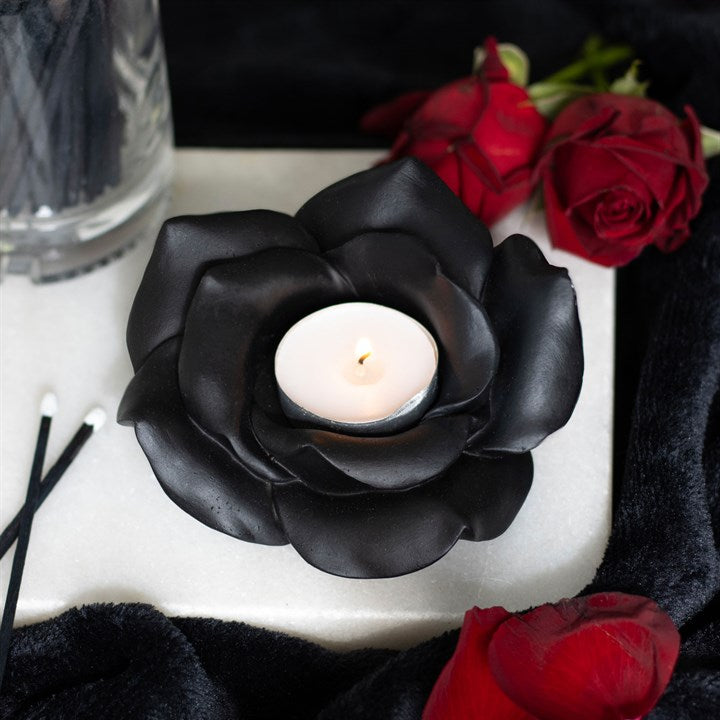 Black Rose Resin Tealight Holder