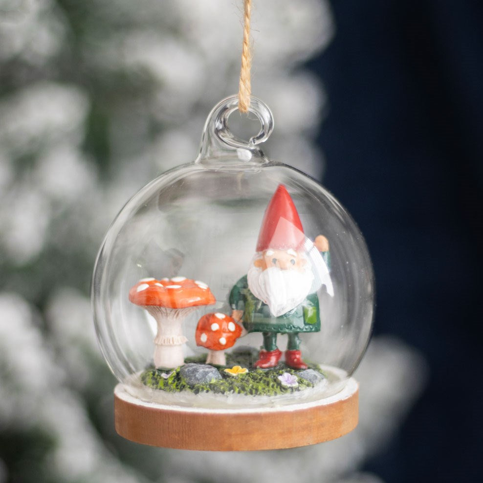 Gnome Glass Hanging Ornament