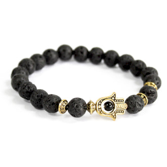 Lava Stone Hamsa Bracelet