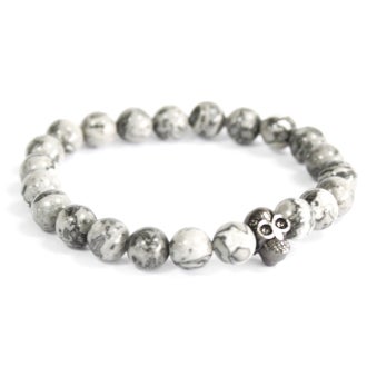 Grey Agate Skull Bracelet