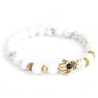 White Howlite Hamsa Bracelet