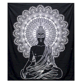 Black & White Double Cotton Bedspread/Wall Hanging