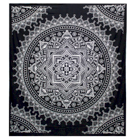 Black & White Double Cotton Bedspread/Wall Hanging