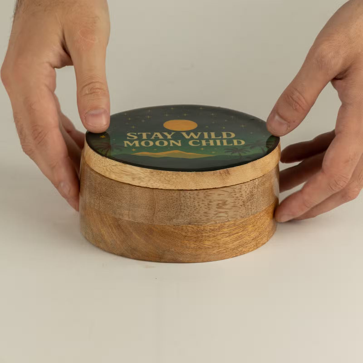 Round Enamelled Box - Stay Wild Moon Child