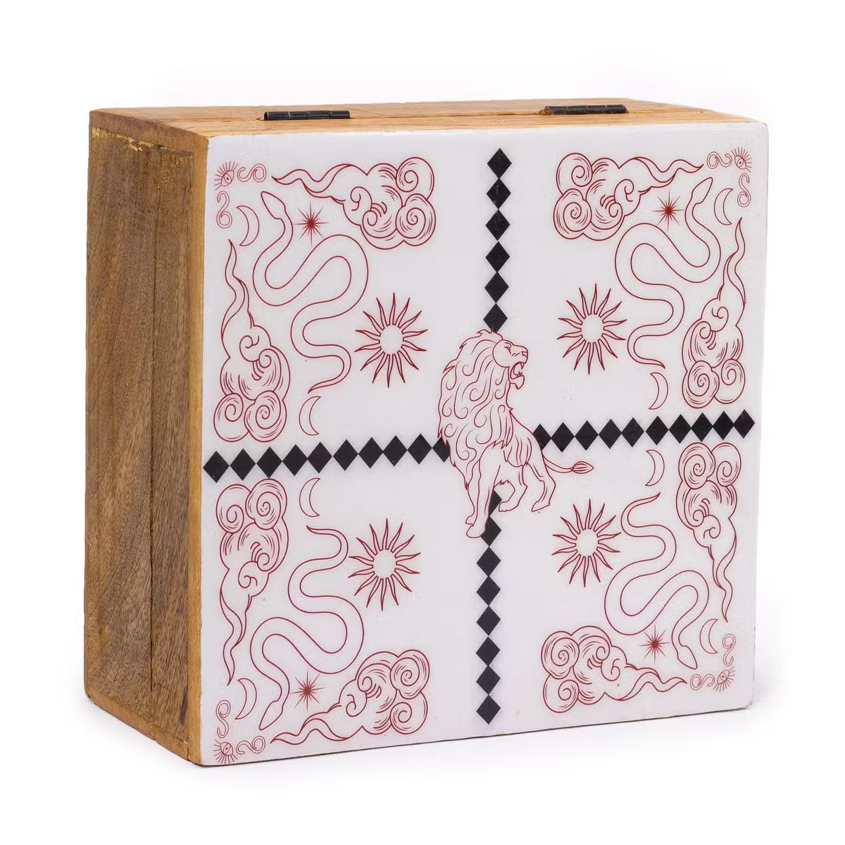 Hop Hare Big Enameled Square Box - Lion & Snakes