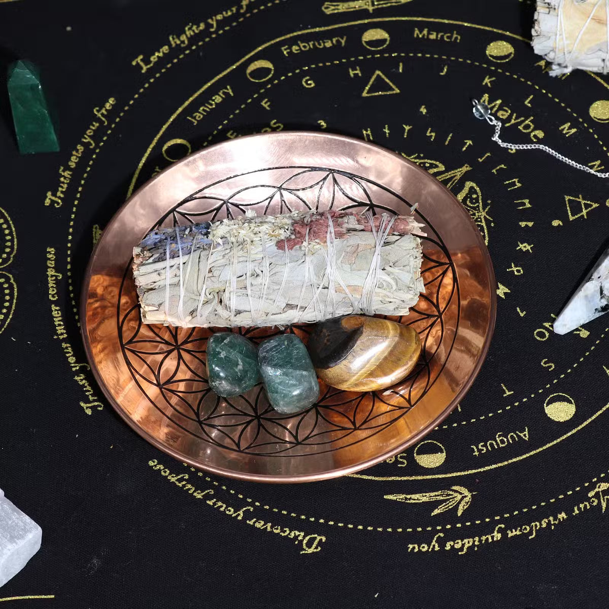 Copper Offering/Smudge Plate - Flower of Life