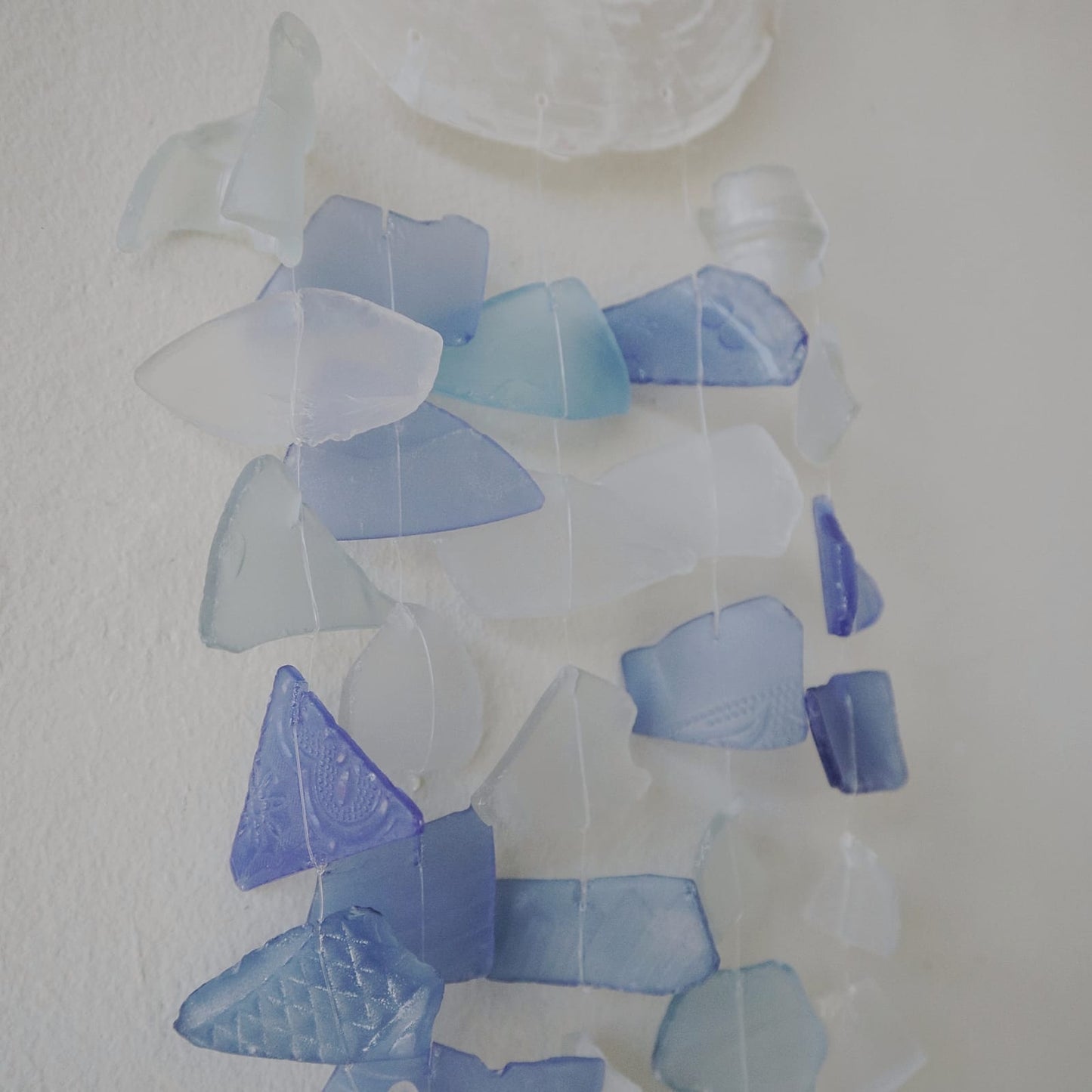 Recycled Copis & Glass Wind Chime (Blue & White)