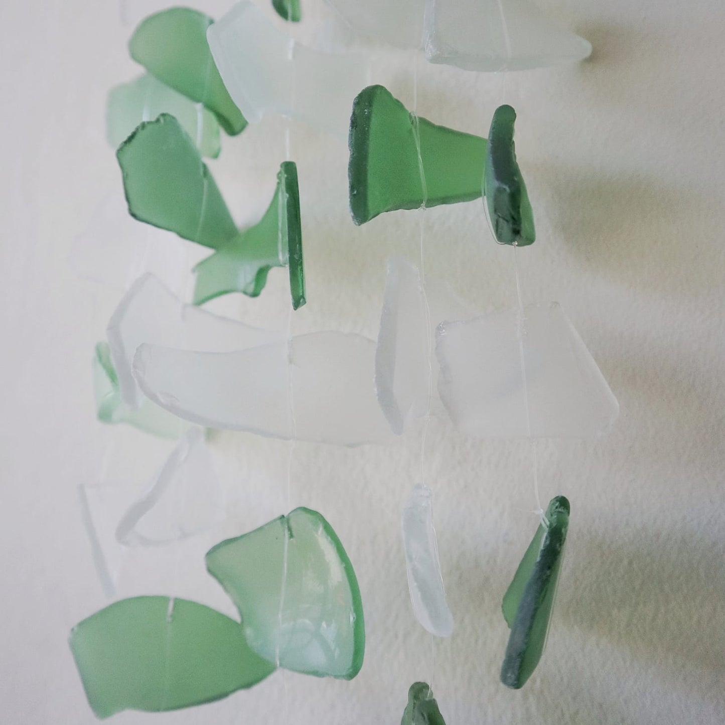 Recycled Copis & Glass Wind Chime (Green & White)