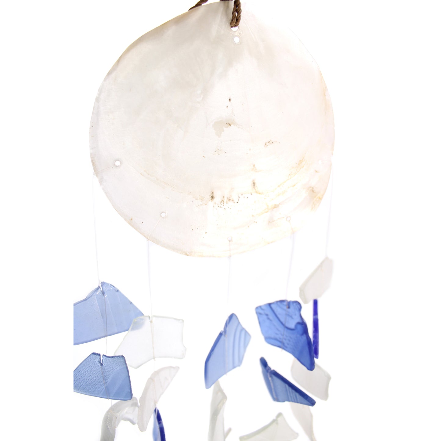 Recycled Copis & Glass Wind Chime (Blue & White)