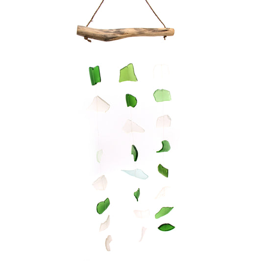 Green & White Recycled Glass Wind Chime