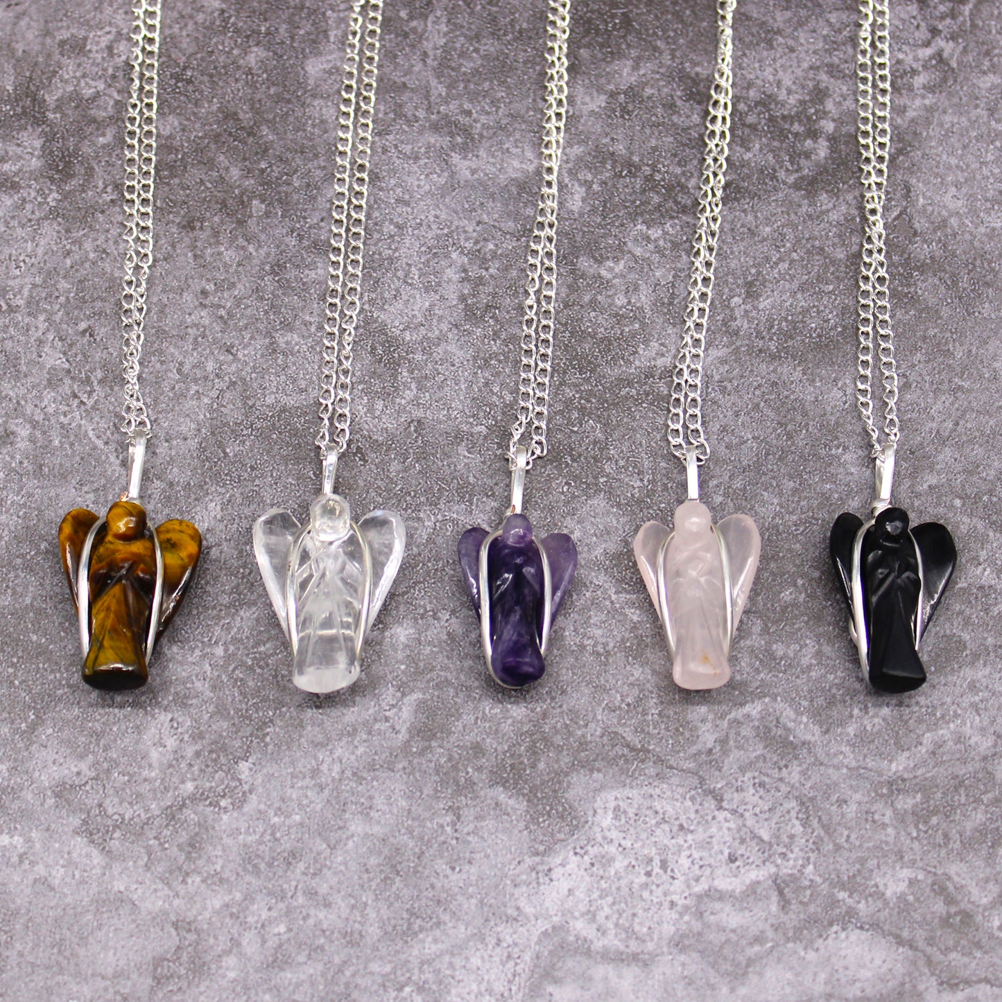 Crystal Guardian Angel Pendant on Chain
