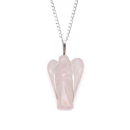 Crystal Guardian Angel Pendant on Chain
