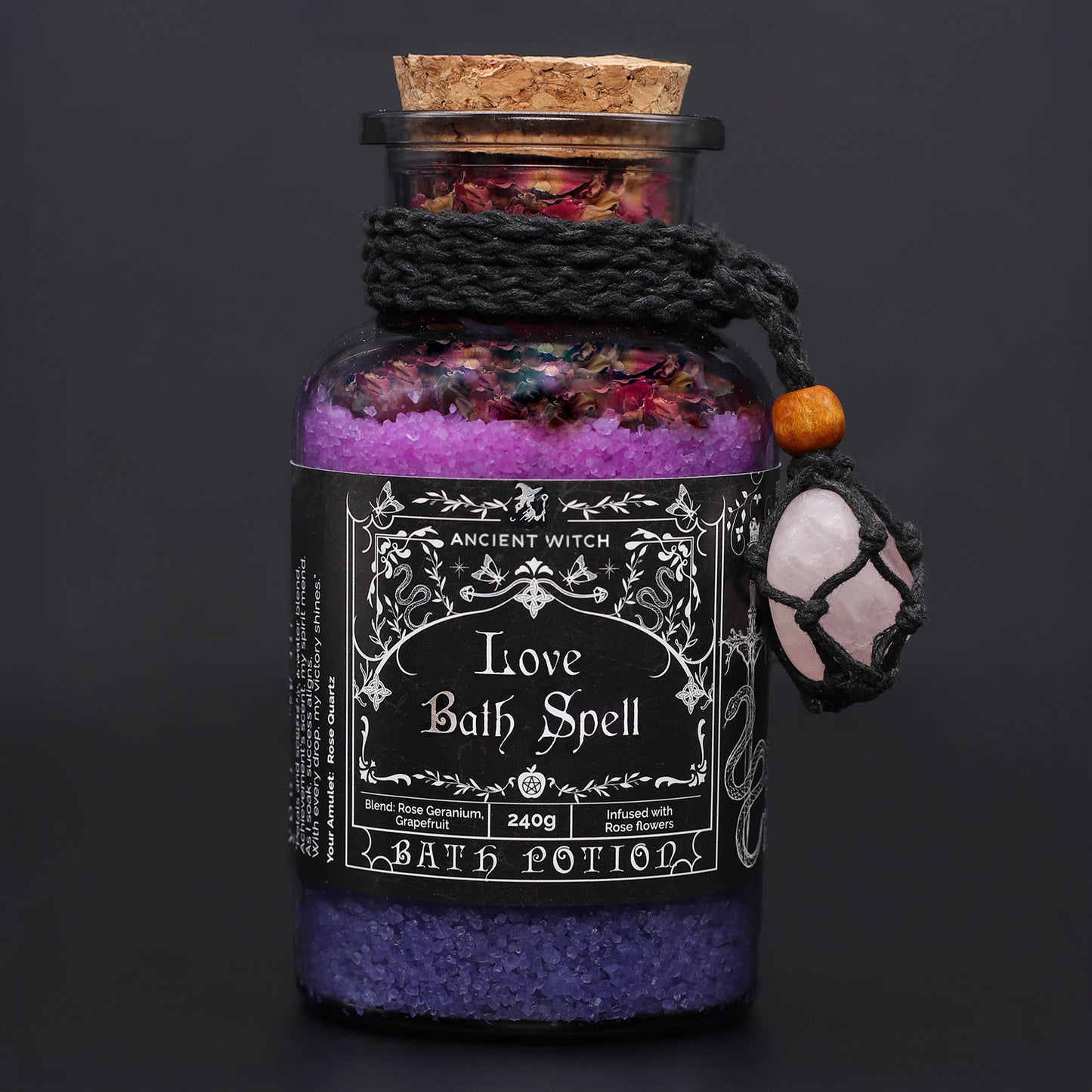 Ancient Witch Bath Spell Potion & Crystal Amulet 240g