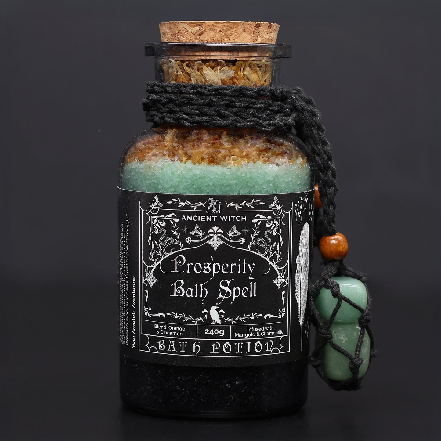 Ancient Witch Bath Spell Potion & Crystal Amulet 240g