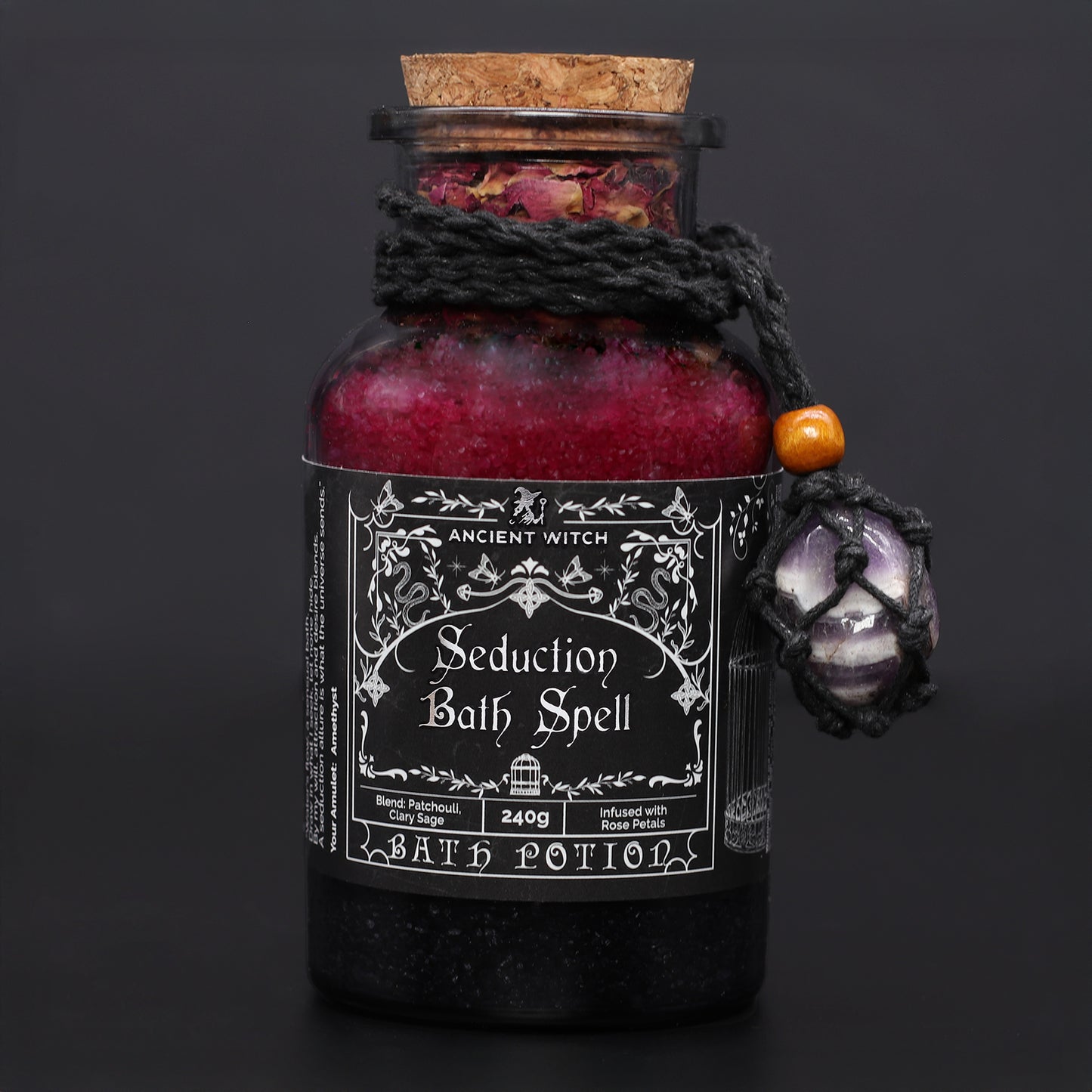 Ancient Witch Bath Spell Potion & Crystal Amulet 240g
