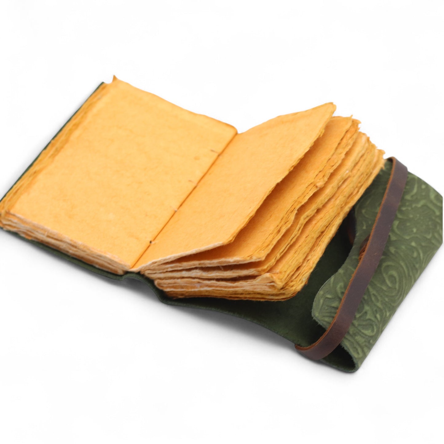 Thick Deckled Edge Leather Mini Notebook 5x3"