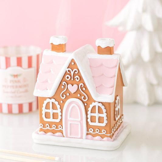 Pink Gingerbread House Incense Cone Holder