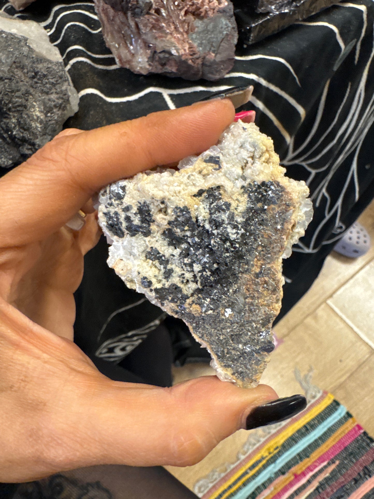 Quartz Tourmaline & Pyrite Heart Shape Specimen