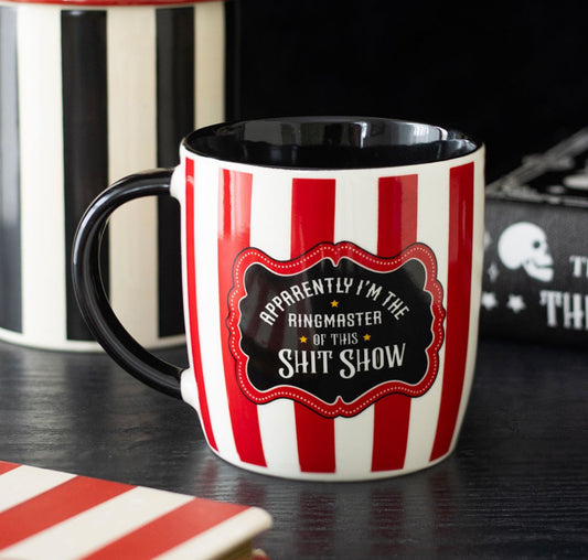 Ringmaster of the Shitshow Striped Circus Mug