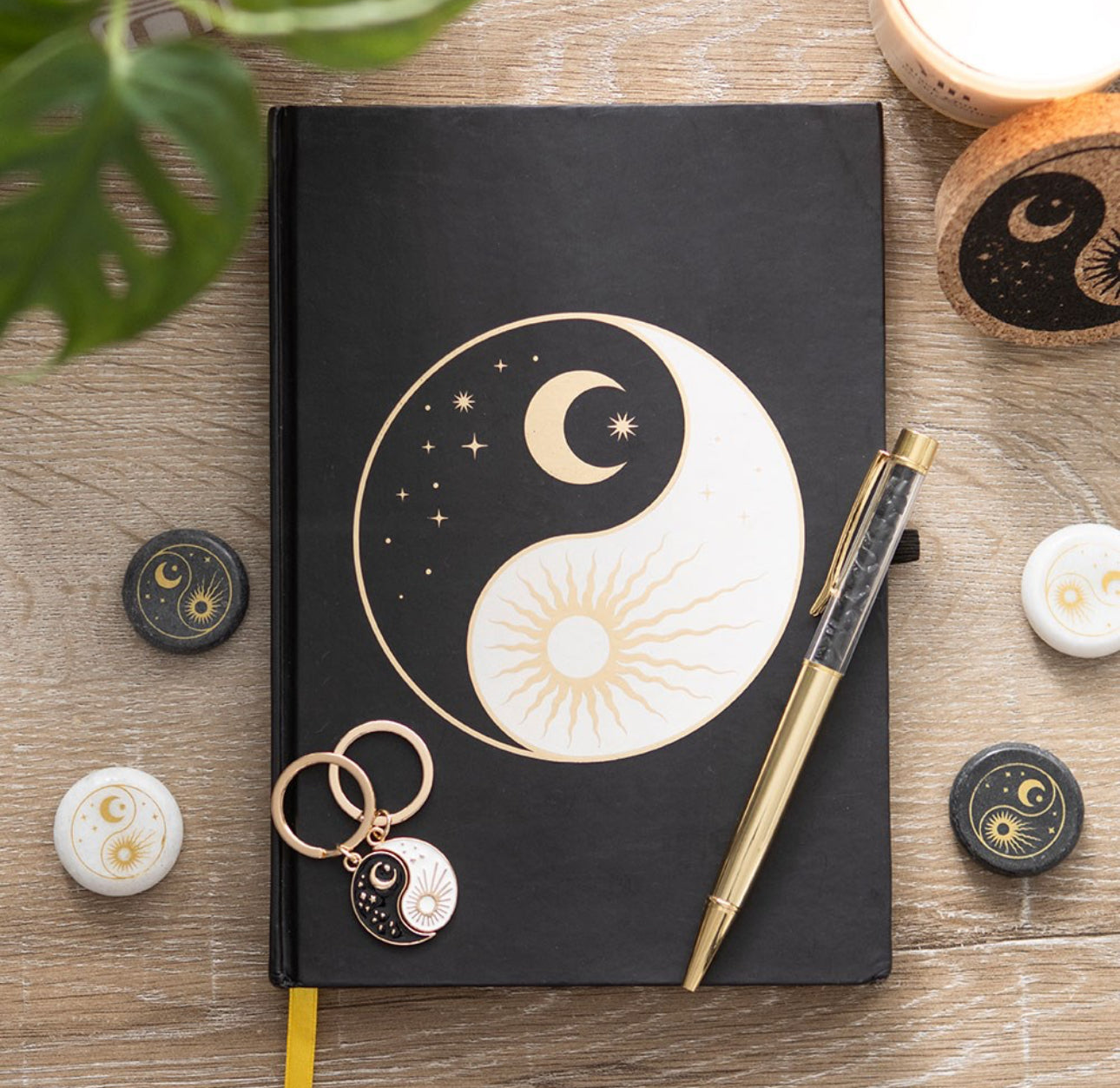 Yin Yang Journal with Black Obsidian Pen