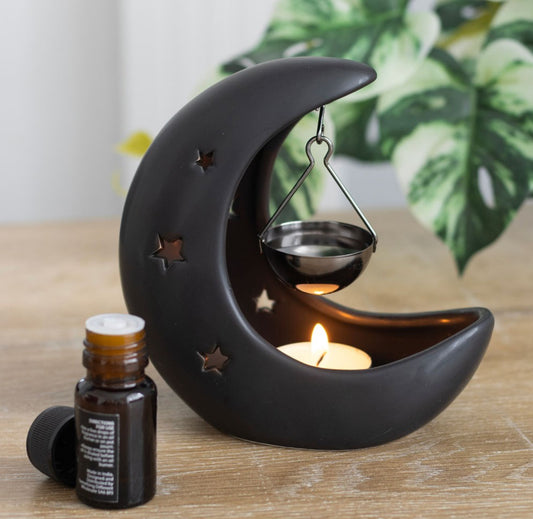 Black Crescent Moon Hanging Oil Burner