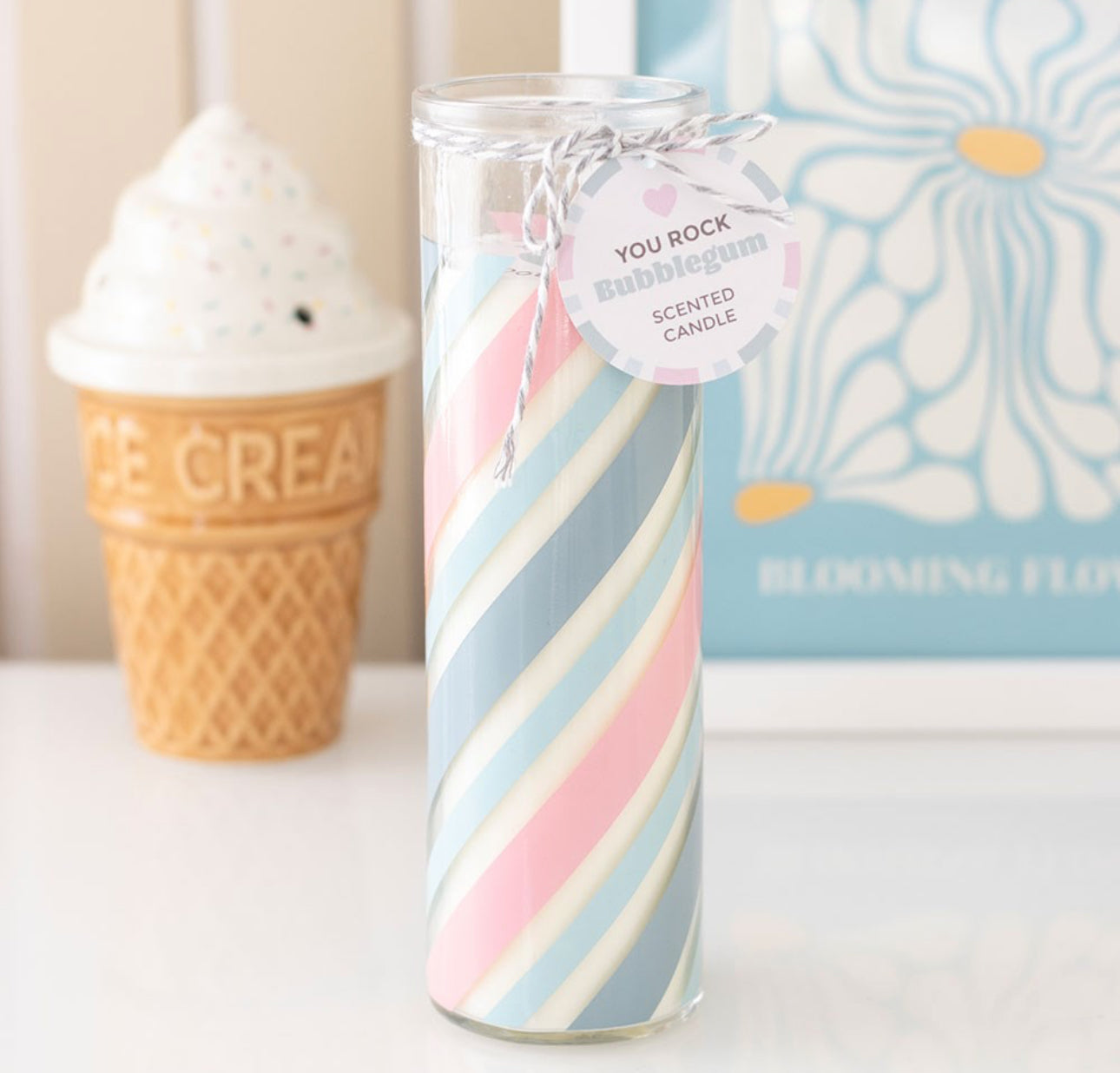 Candy Stripe Bubblegum Scent Tube Candle
