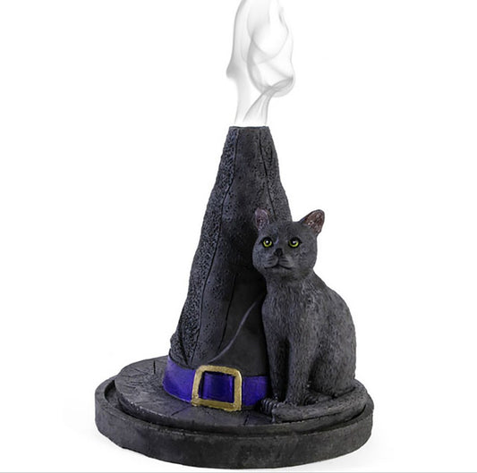 Witch’s Hat & Cat Incense Cone Holder