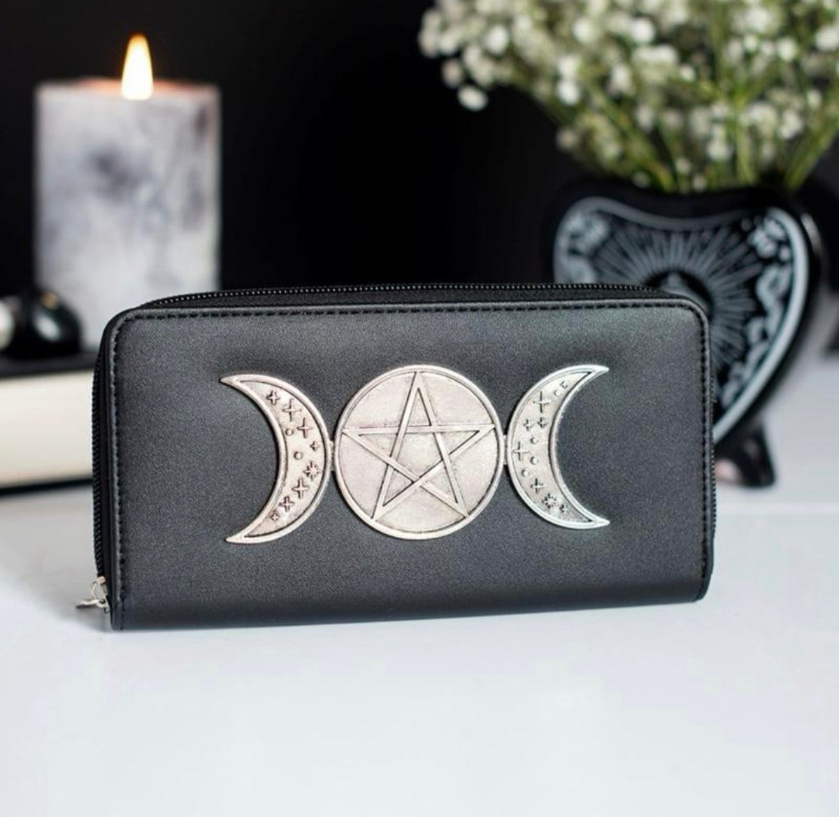 Triple Moon Zippered Wallet Purse