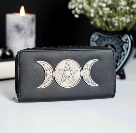 Triple Moon Zippered Wallet Purse