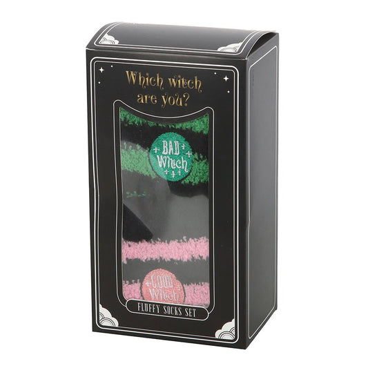 Set of Two Good Witch Bad Witch Fuzzy Socks