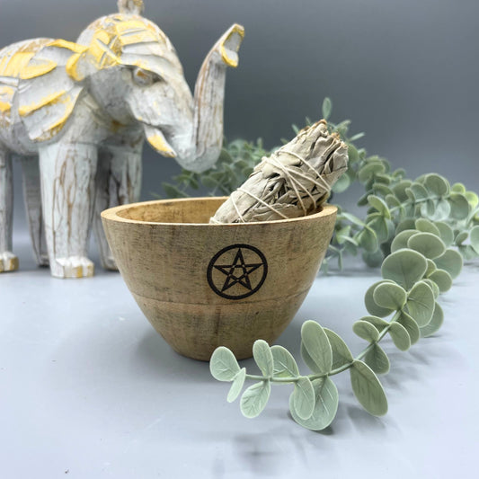 Wooden Ritual Bowl - Pentagram