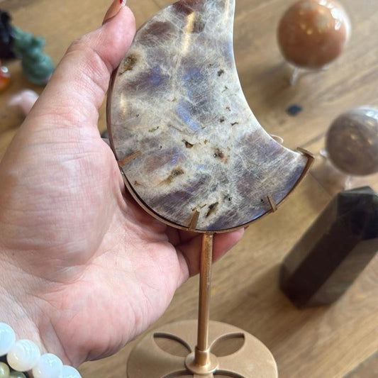 Moonstone Moon on Stand