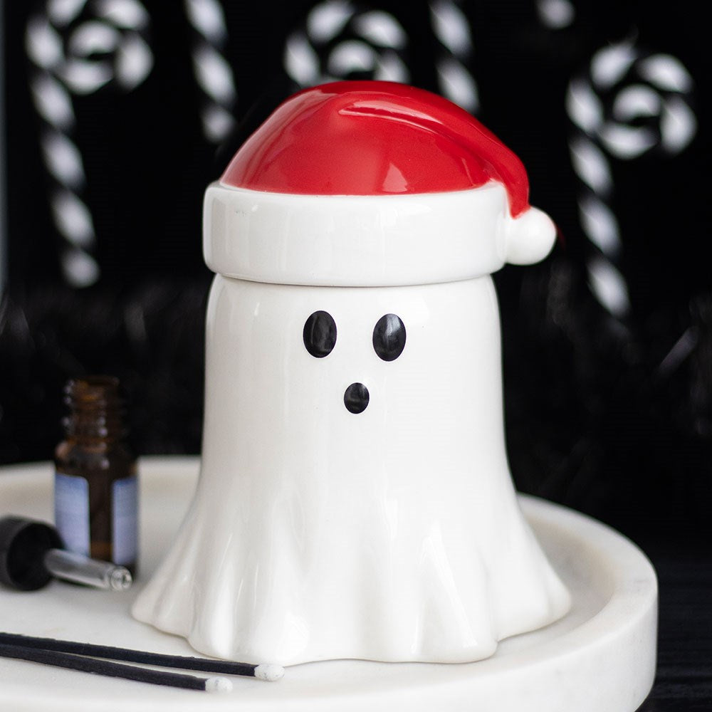 Ghost With Santa Hat Oil Burner and Wax Warmer