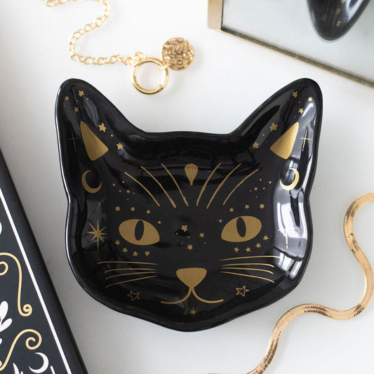 Black Cat Face Trinket Dish