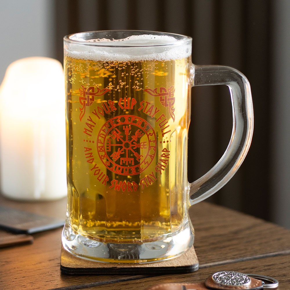 May Your Cup Stay Full Viking Glass Beer Tankard